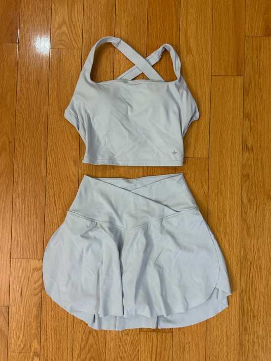 HALARA Dresses & Skirts - HALARA Pale Blue Active Crop Top & Skirt Set